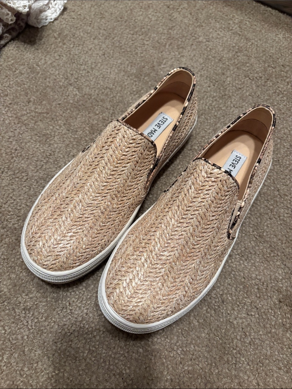 Steve Madden Woven Tan Slip-On Loafers